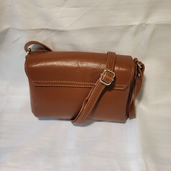 CHEVAL Firenze Italy Purse Brown Pebbled Leather Crossbody Foldover Flap Bag - Picture 4 of 16